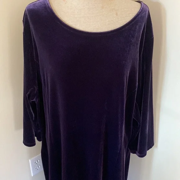 Vintage NWT Talbots Dress Large Purple Velvet Maxi Holiday Christmas Party Event - Picture 2 of 10